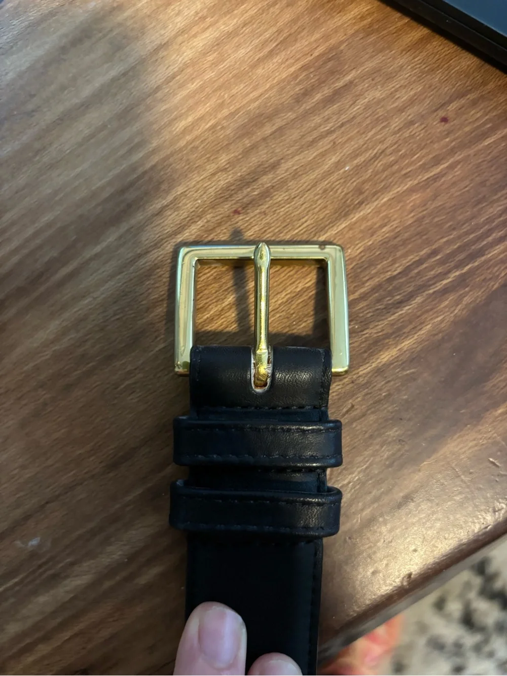 Coach Black Leather Belt with Gold Buckle